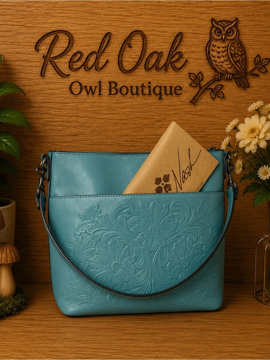 Patricia Nash Handbags - Patricia Nash Teal Tooled Embossed Shoulder Bag